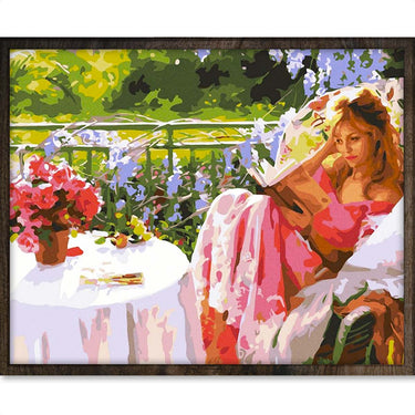 Vrouw met Boek - Diamond Painting - 40x50cm - Vierkant